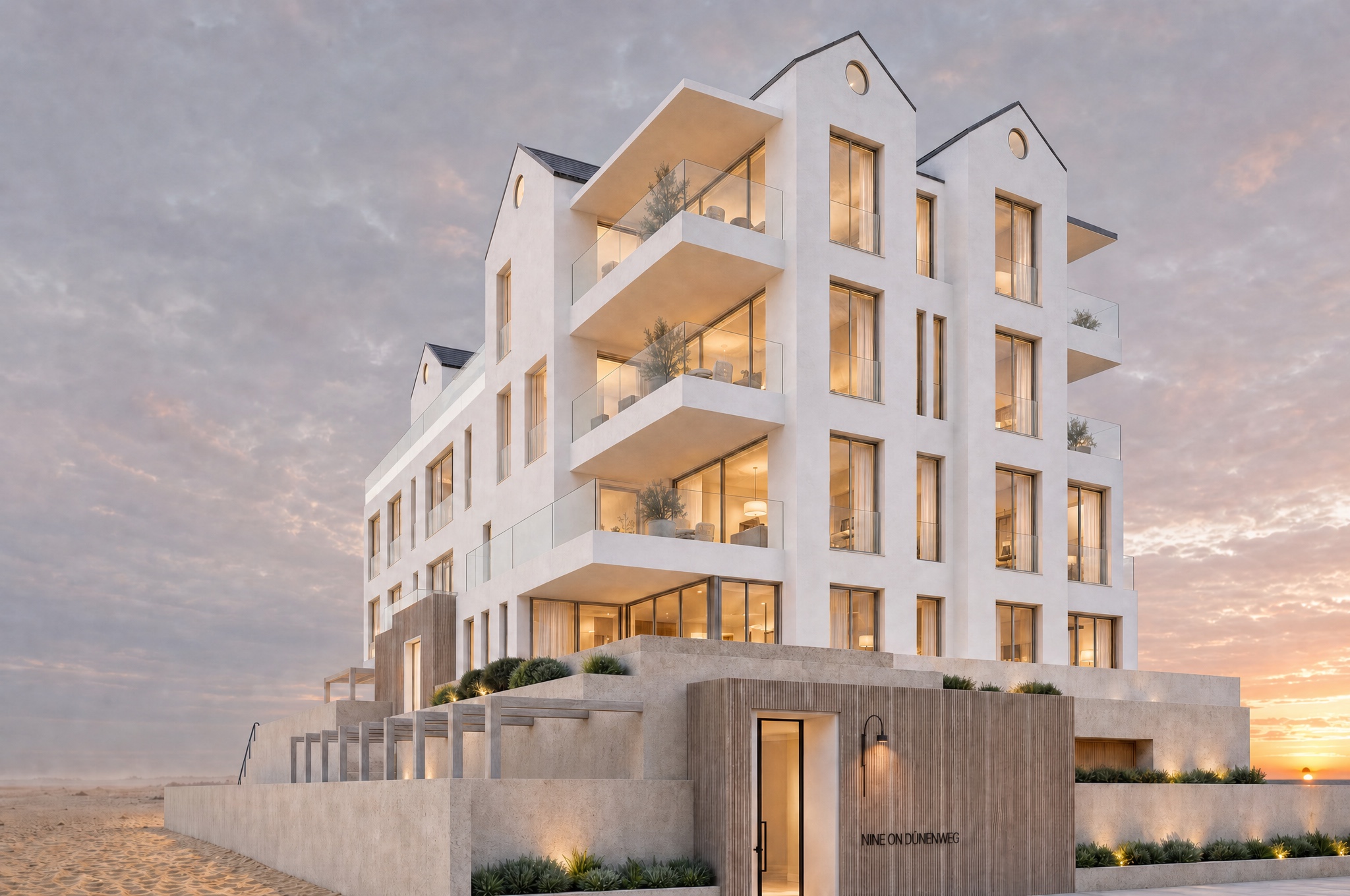 Nine on Dünenweg — the residences at golden hour